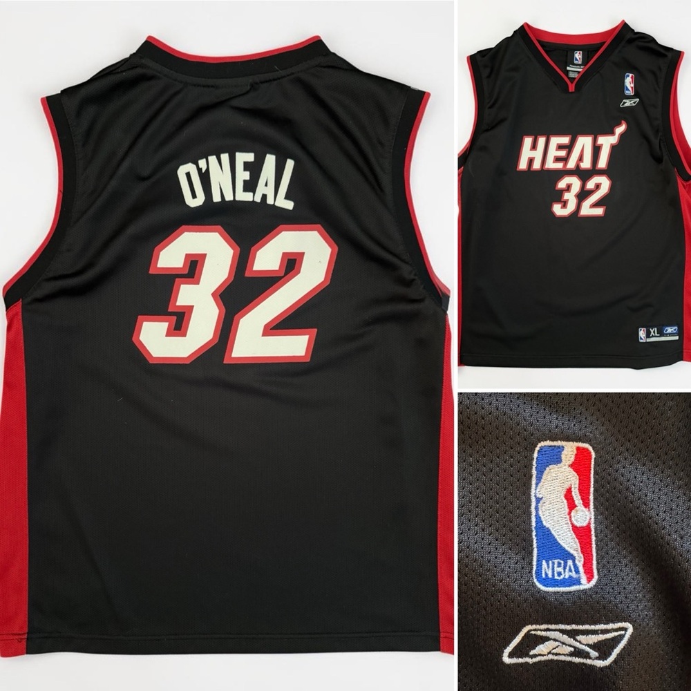 VTG Shaq O'Neal Miami Heat Reebok NBA Black Jersey Unisex Youth XL Women M/L